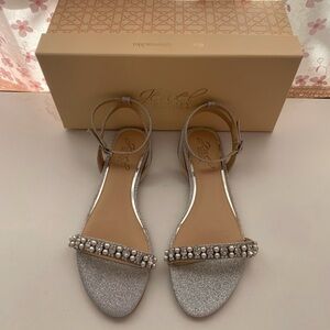 Jewel Badgley Mischka Daria Rhinestone Embellished Evening Flat Sandals